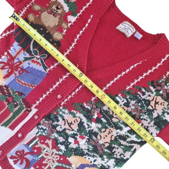 Heirloom Collectibles PL Vintage Christmas Sweater Cardigan Bears School Teacher - Picture 12 of 16